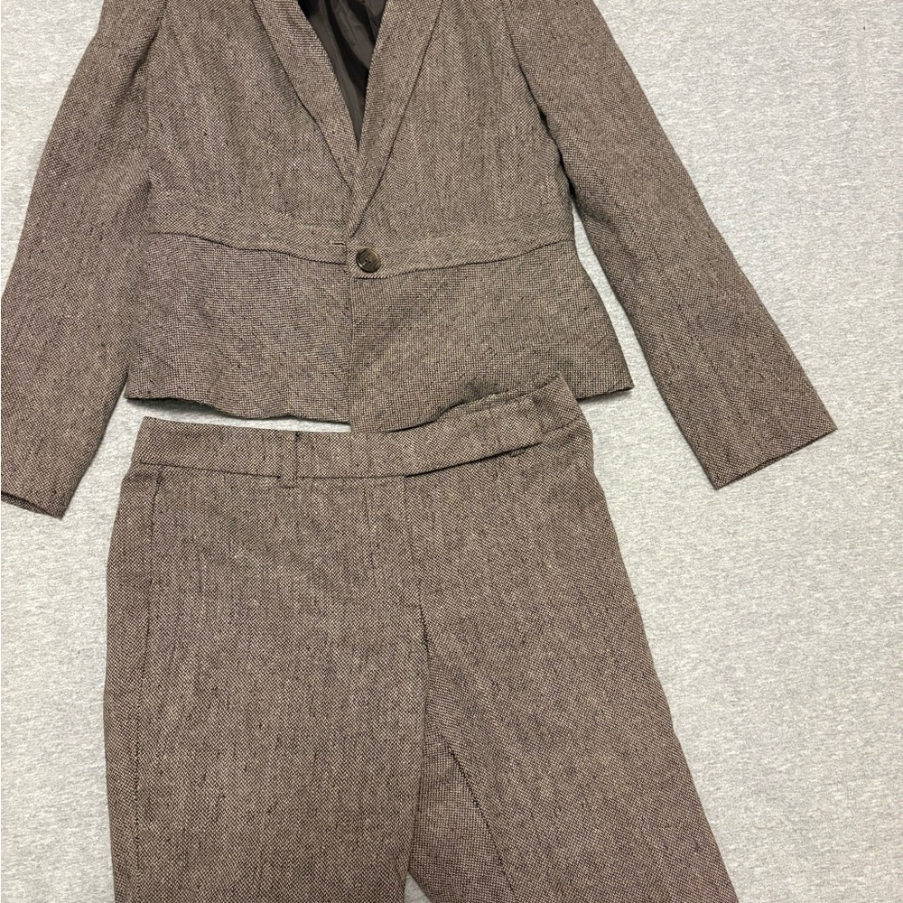 Ann Taylor Brown Tweed Blazer and Pants